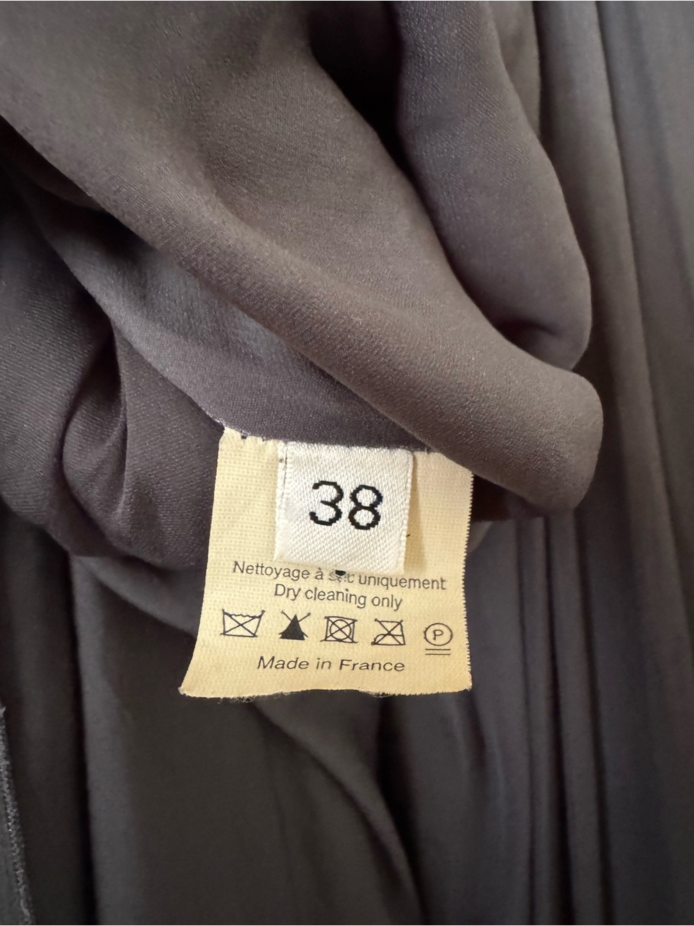 Lanvin Pleated Gathered Charmeuse Dress Grey Size 38 - Picture 7 of 9